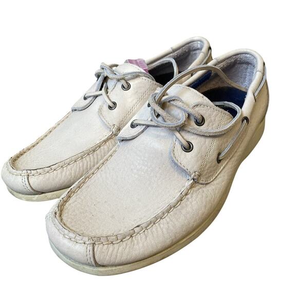 Rockport Genuine Handsewn Washable Footwear Leather Upper Shoes Men 8.5M Ivory - Picture 1 of 9